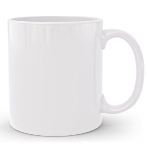 White ceramic mug on a white background
