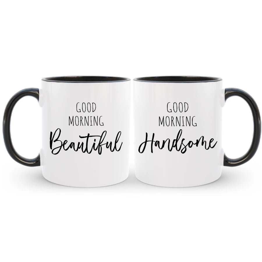 Couple good morning coffee mug set, a sweet gift to start each day with love and warmth.