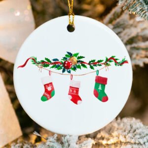 Personalized Family of 3 Round Christmas Ornament 2025