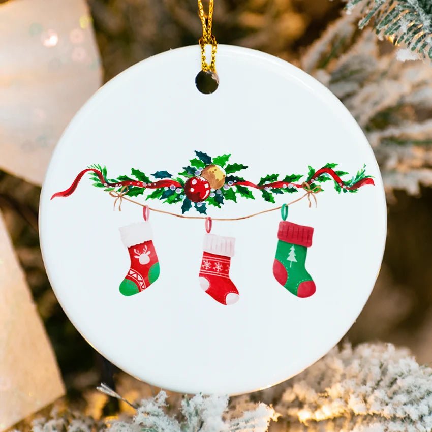 Personalized Family of 3 Round Christmas Ornament 2025