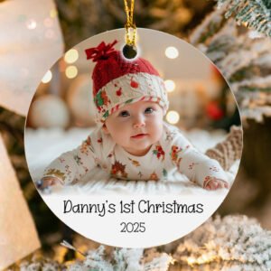Personalized Baby Photo Ornament / Custom Picture & Text