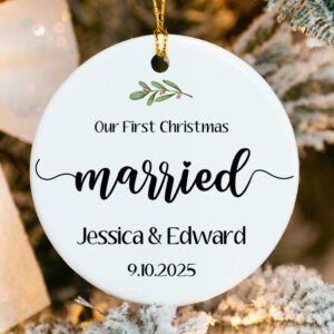 Ceramic Our First Christmas Married Ornament