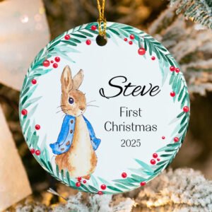 Custom Baby's First Christmas Bunny Ornament 2025