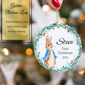 Custom Baby's First Christmas Bunny Ornament 2025