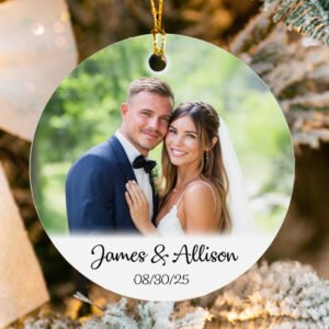 Wedding Photo Ornament - Personalized Picture & Text