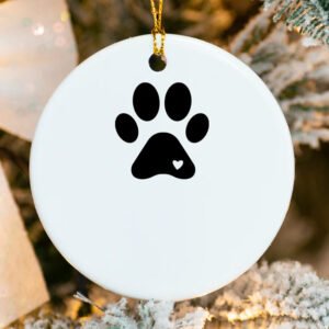 Custom Ceramic Pet Ornament / Dog Paw & Name