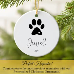 Custom Ceramic Pet Ornament / Dog Paw & Name