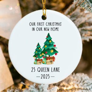 Personalized New Home Ornament - Christmas Tree 2025 close up
