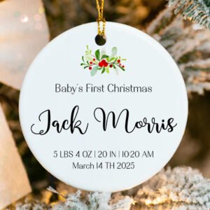 Custom Baby's First Christmas Birth Stats Ornament