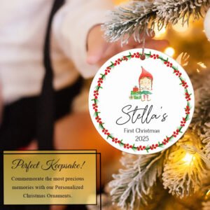 Personalized Baby's First Xmas Tree Ornament - Girl 2025