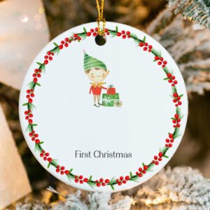 Personalized Baby's First Xmas Tree Ornament - 2025 close up