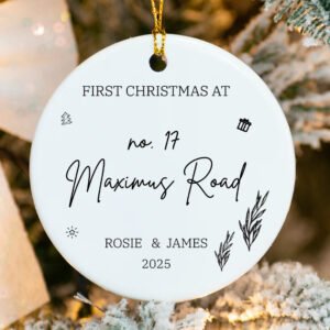 Personalized New Home Xmas Ornament – Address & Name 2025
