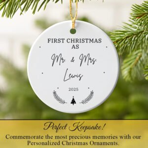 Personalized Ms & Mrs Christmas Ornament - Custom Name & Year