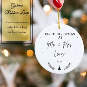 Personalized Ms & Mrs Christmas Ornament - Custom Name & Year
