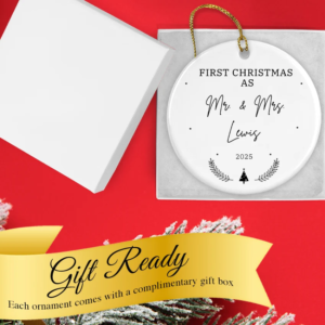 Personalized Ms & Mrs Christmas Ornament - Custom Name & Year