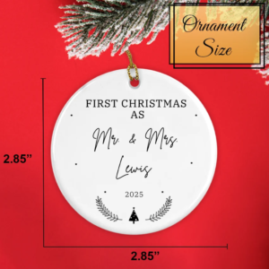 Personalized Ms & Mrs Christmas Ornament - Custom Name & Year