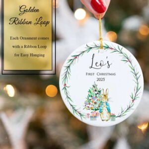 Custom Baby's First Christmas Bunny Ornament 2025
