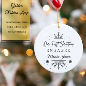 Personalized Our First Christmas Engaged Ornament 2025
