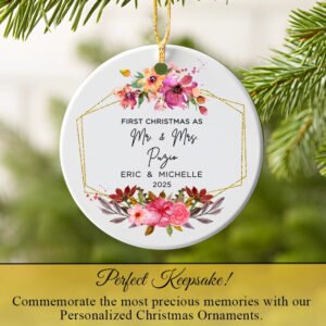 Custom First Christmas as Mr & Mrs Xmas Ornament 2025
