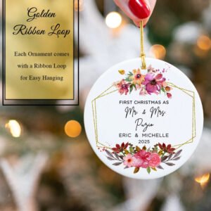 Custom First Christmas as Mr & Mrs Xmas Ornament 2025