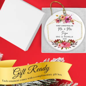 Custom First Christmas as Mr & Mrs Xmas Ornament 2025