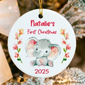 Customize Baby's First Christmas Elephant Ornament 2025