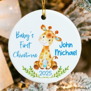 Personalized Baby’s First Christmas Giraffe Ornament 2025