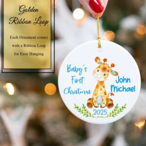 Personalized Baby’s First Christmas Giraffe Ornament 2025