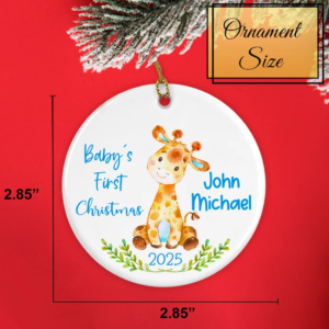 Personalized Baby’s First Christmas Giraffe Ornament 2025