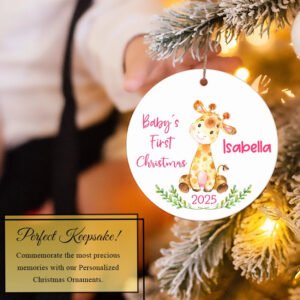 Giraffe Baby’s 1st Ornament on Christmas tree