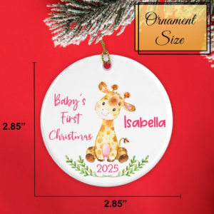 Personalized Baby’s First Christmas Giraffe Ornament 2025
