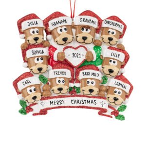 Personalized Brown Bear Family of 10 Christmas Ornament