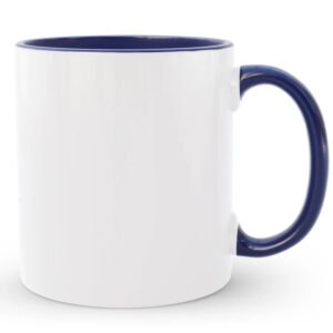 White mug with Navy handle background