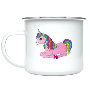 Detail of the easy-to-grasp handle on the custom kids hot chocolate mug