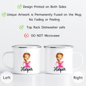 Care instructions graphic for custom kids mug—dishwasher safe top rack recommended