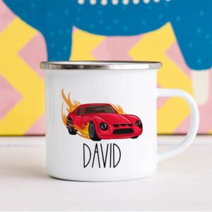 Custom Race Car Toddler Mug with personalized name – custom kids mug for boys