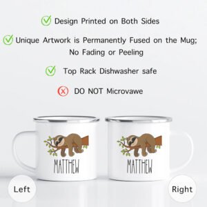 Care instructions for the custom kids mug—dishwasher safe top rack recommended
