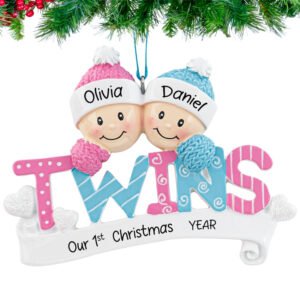 Personalized Twin Boy & Girl Christmas Ornament