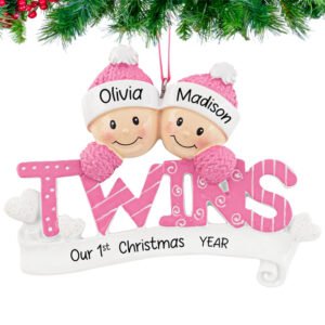 Personalized Twin Girls Christmas Ornament