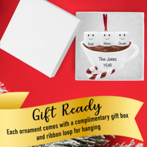 Custom Hot Chocolate Family of 3 Christmas Ornament