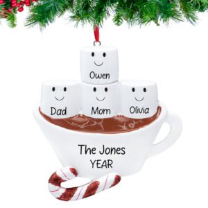 Personalized Hot Chocolate Family of 4 Christmas Ornament
