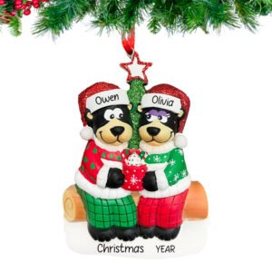 Personalized Black Bear Couple Ornament - Our First Christmas Together Gift