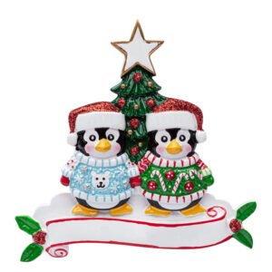 Personalized FunnySweater Penguin Couple Christmas Ornament