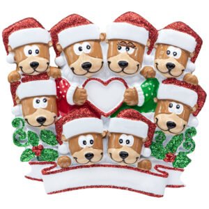 Personalized Brown Bear Family of 8 Christmas Ornament