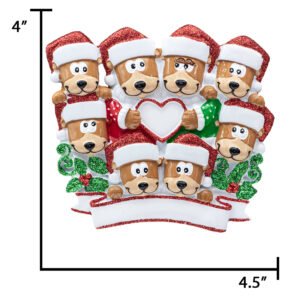 Personalized Brown Bear Family of 8 Christmas Ornament