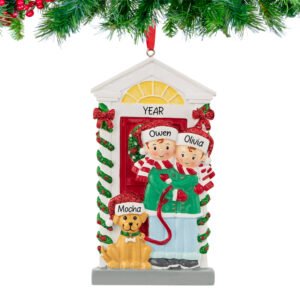 Personalized Couple with Dog Ornament for Christmas Tree