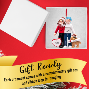 Personalized Couple with Brown Dog Christmas Ornament