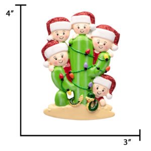 Personalized Cactus Family of 5 Christmas Ornament