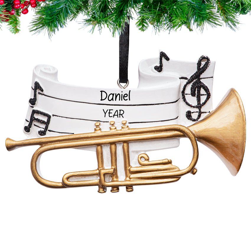Personalized Trumpet Christmas Ornament – Musical Brass Instrument Gift