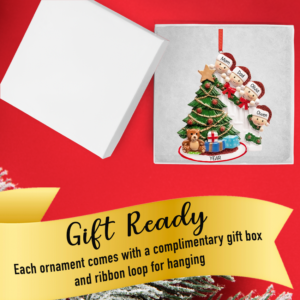 Personalized Present Peeking Family of 4 Christmas Ornament